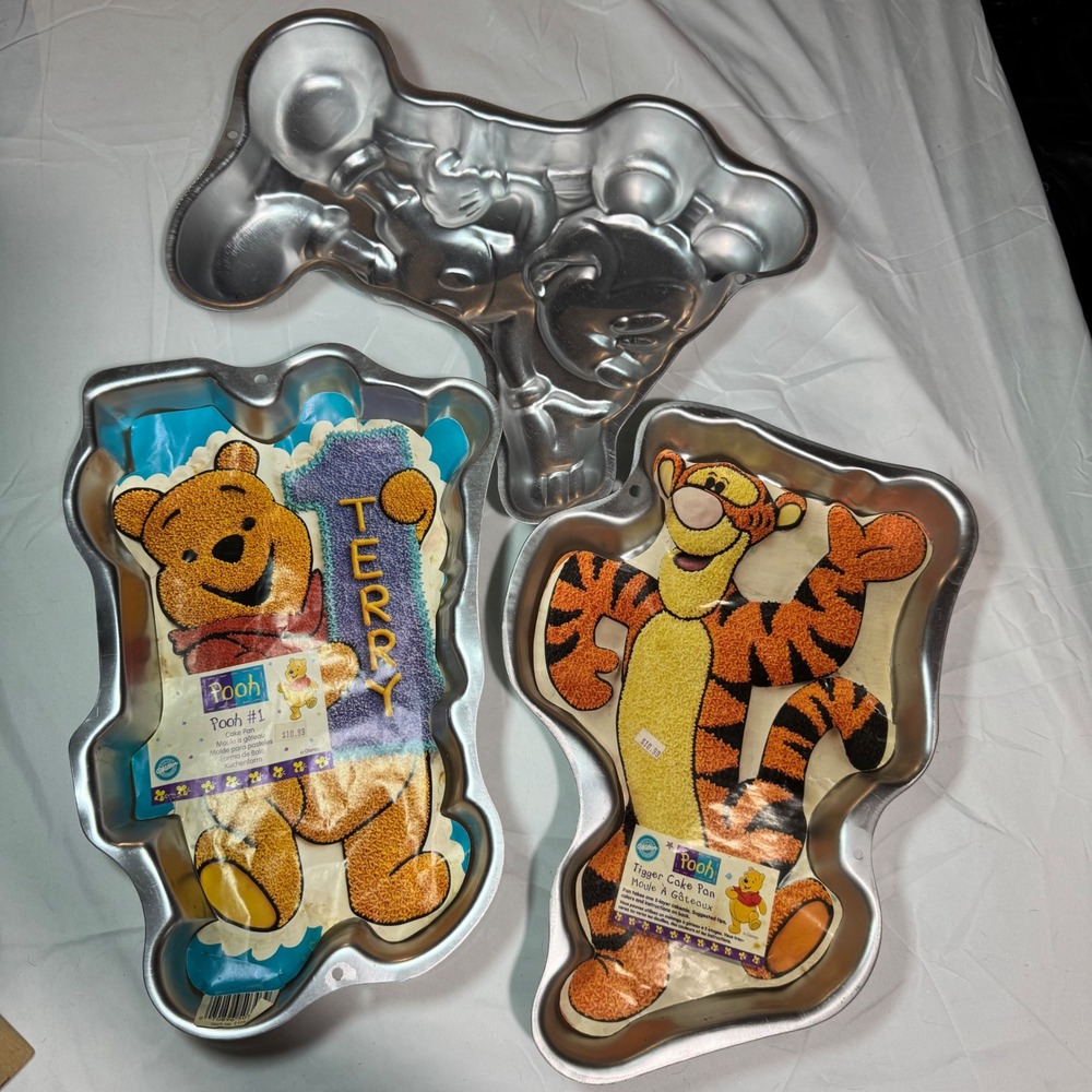 Vintage Wilton Disney Cake Pan Lot 3 Pooh #1 Tigger Mickey 1990s